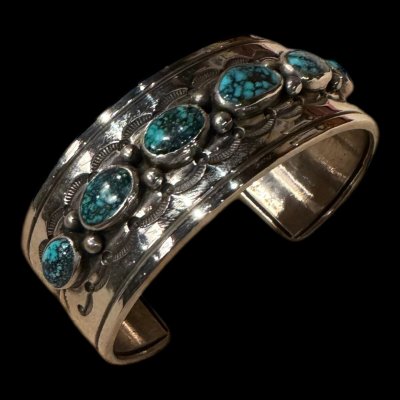 画像1: NAVAJO ナバホ族　HermanSmith　ハーマンスミス　Godber　ターコイズバングル