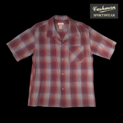 画像1: CUSHMAN クッシュマン　RAYON OMBRE CHECK SHIRT    WINE/GRAY