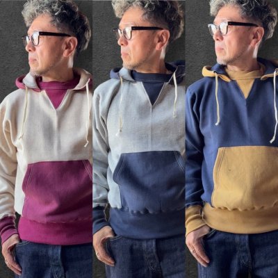 画像1: CUSHMAN(クッシュマン）TWO TONE SWEAT PARKA  後付けフードツートンカラー