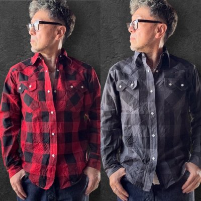 画像1: ＣＵＳＨＭＡＮ　クッシュマン　BUFFALO CHECK WESTERN SHIRT　ネルウエスタンシャツ　