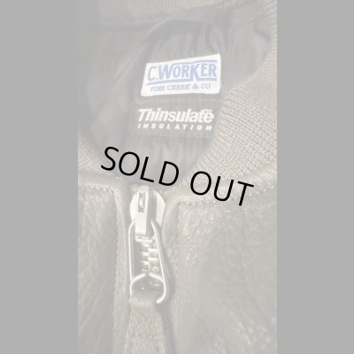 画像4: FINE CREEK  C-WORKS LEA  DEER  鹿革 MA-1　　OLIVE　　SIZE44