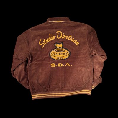 画像1: STUDO D' ARTISAN　 ステュディオ.ダ.ルチザン　コーデュロイ刺繍スタジアムジャケット　BROWN