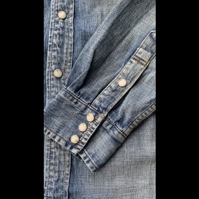 画像4: NAKED SUN     ネイキッドサン　ウエスタンシャツ　8oz MILITARY DENIM　　INDIGO  USED WASH