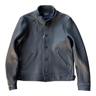 画像1: FINE CREEK&CO ファインクリーク・アンド・コー  Ale JacketDeer エールジャケット鹿革　コサックジャケット　BLACK　　size４４