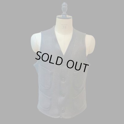 画像1: FINE CREEK&CO ファインクリーク・アンド・コー  　Jefferson　Deer　ジェファーソン鹿革　レザーベスト　BLACK