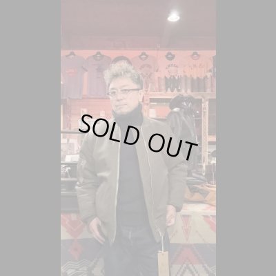 画像12: FINE CREEK  C-WORKS LEA  DEER  鹿革 MA-1　　OLIVE　　size４４