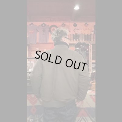 画像14: FINE CREEK  C-WORKS LEA  DEER  鹿革 MA-1　　OLIVE　　size４４