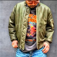 FINE CREEK  C-WORKS LEA  DEER  鹿革 MA-1　　OLIVE