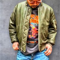 FINE CREEK  C-WORKS LEA  DEER  鹿革 MA-1　　OLIVE