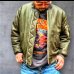 画像1: FINE CREEK  C-WORKS LEA  DEER  鹿革 MA-1  OLIVE (1)