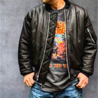 FINE CREEK  C-WORKS LEA  DEER  鹿革 MA-1　　BLACK