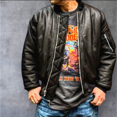 画像1: FINE CREEK  C-WORKS LEA  DEER  鹿革 MA-1　　BLACK