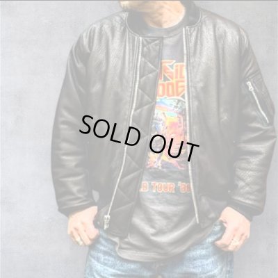 画像1: FINE CREEK  C-WORKS LEA  DEER  鹿革 MA-1　　BLACK