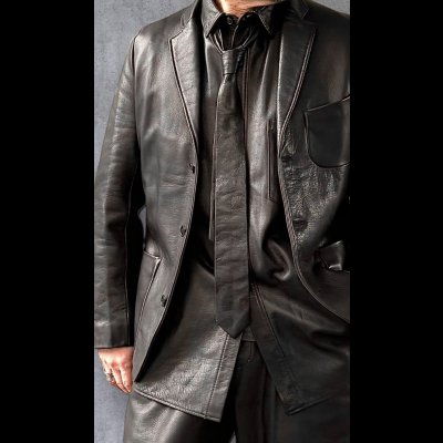 画像8: FINE CREEK  MOSSIR  CORRECT　ウォッシャブルレザー　ネクタイ　　BLACK