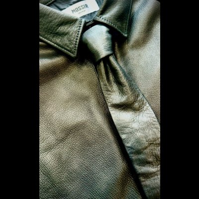 画像1: FINE CREEK  MOSSIR  CORRECT　ウォッシャブルレザー　ネクタイ　　BLACK