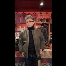 他の写真1: FINE CREEK  C-WORKS LEA  DEER  鹿革 MA-1　　OLIVE　　size４４