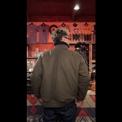 画像14: FINE CREEK  C-WORKS LEA  DEER  鹿革 MA-1　　OLIVE　　size４４