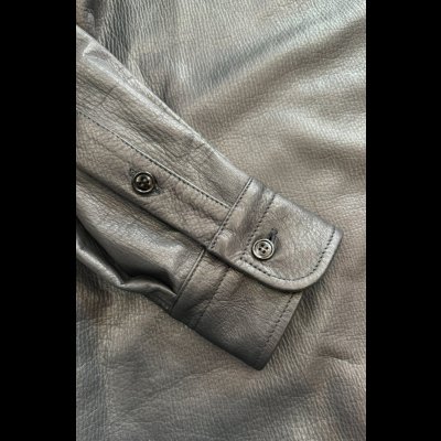 画像6: FINE CREEK  MOSSIR  GOOD MAN 　ウォッシャブルレザーシャツ　　BLACK