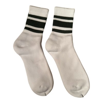画像3:  TONNY Socks刺繍  靴下 ホワイト   グリーンライン ブルーライン チャコールグレーライン