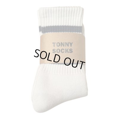 画像8:  TONNY Socks刺繍  靴下　ホワイト　　　グリーンライン　ブルーライン　チャコールグレーライン