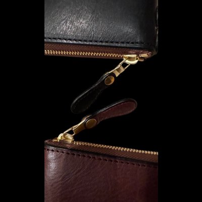 画像7: KC’sビルフォードラウンドジップヴィンテージハースハイド  BLACK  BROWN