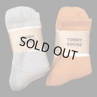  TONNY Socks刺繍  靴下　オレンジ　ライトグレー