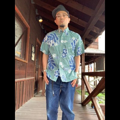 画像7: REYN SPOONER レインスプーナー　’９０年代〜タグ　アロハシャツ　ハワイアンシャツグリーン