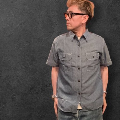 画像1: JELADOジェラード Unionworkers Shirts(ユニオンワーカーズシャツ) ショートスリーブ　INDIGO