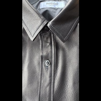 画像4: FINE CREEK  MOSSIR  GOOD MAN 　ウォッシャブルレザーシャツ　　BLACK