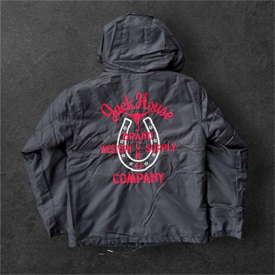 画像1: GUNZ ガンズ　ナイロンフードボアジャケット　BLACK