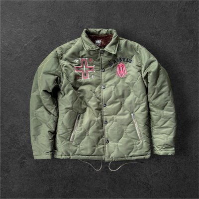 画像2: GUNZ ガンズ ナイロンキルティングボアジャケット GREEN