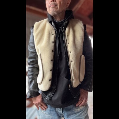 画像8: CUSHMAN　クッシュマン QUILTING&FUR　REVERSIBLE BOA VEST OLIVE/CREAM