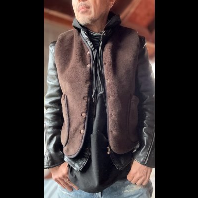 画像8: CUSHMAN　クッシュマン QUILTING&FUR　REVERSIBLE BOA VEST BLACK/BROWN