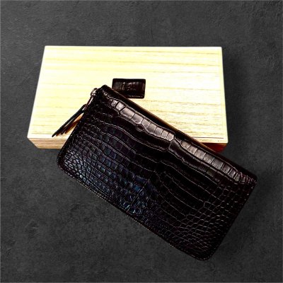 画像1: ITUAIS(イトゥアイス）　H.C.Pクロコダイル　ポロサスラウンドジップロングウォレット　BLACK