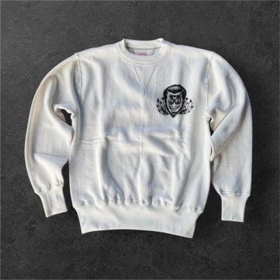 画像2: CUSHMAN(クッシュマン）PRINT SET IN SLEEVE　（HELLonWHEEL)スウェット WHITE