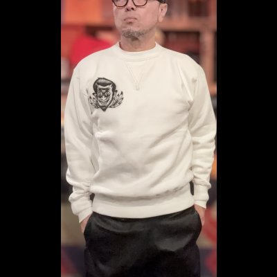 画像9: CUSHMAN(クッシュマン）PRINT SET IN SLEEVE　（HELLonWHEEL)スウェット WHITE