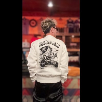 画像8: CUSHMAN(クッシュマン）PRINT SET IN SLEEVE　（HELLonWHEEL)スウェット WHITE