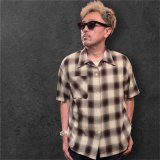 CUSHMAN クッシュマン　 OMBRE CHECK SHIRT    BROWN/WHITE