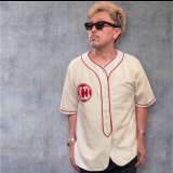 CUSHMANクッシュマン　COTTON FLANNEL BASEBALL SHIRT   OFF  WHITE/RED