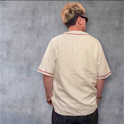 画像6: CUSHMANクッシュマン　COTTON FLANNEL BASEBALL SHIRT   OFF  WHITE/RED