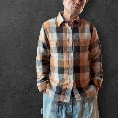 画像1: FULL COUNTフルカウントCHECK NEL WORK SHIRTS  Beige