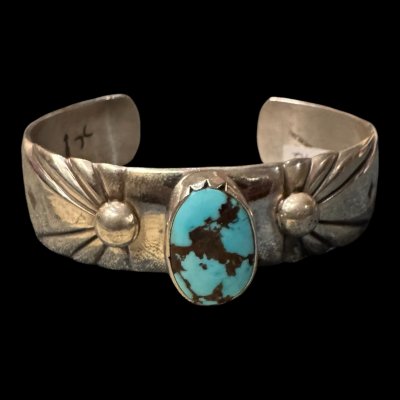 画像1: INDIANJEWELRY  Cippy Crazy Horse(シッピー クレイジーホース) インディアンジュエリー　ゴッドバーターコイズバングル　ブレス