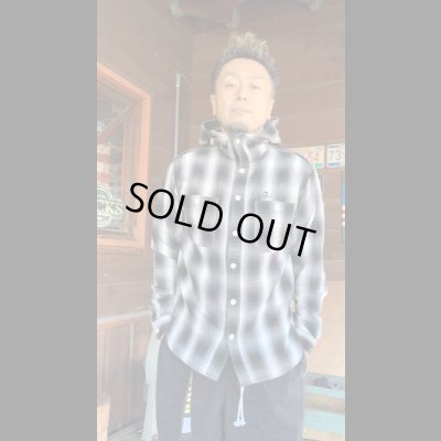 画像8: BranchWorks ブランチワークス　チェックフードシャツ　BLACK　ブラック