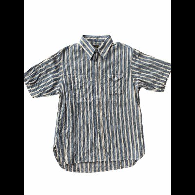 画像1: ＣＵＳＨＭＡＮ　クッシュマン　ＳＴＲＩＰＥ　ＷＯＲＫ　ＳＨＩＲＴＳ　ストライプワークシャツ　ＢＬＵＥ