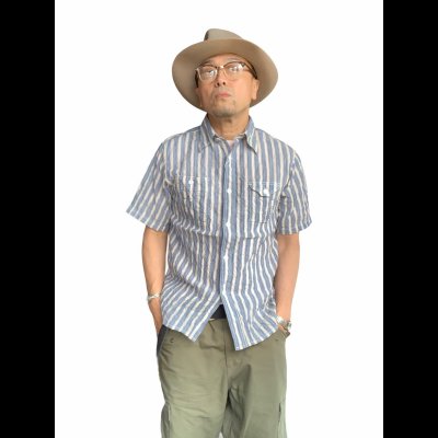 画像7: ＣＵＳＨＭＡＮ　クッシュマン　ＳＴＲＩＰＥ　ＷＯＲＫ　ＳＨＩＲＴＳ　ストライプワークシャツ　ＢＬＵＥ