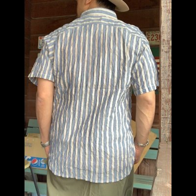 画像8: ＣＵＳＨＭＡＮ　クッシュマン　ＳＴＲＩＰＥ　ＷＯＲＫ　ＳＨＩＲＴＳ　ストライプワークシャツ　ＢＬＵＥ