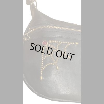 画像3: CUSHMAN クッシュマン　LEATHER SHOULEDR BAG　レザーショルダーバッグ　スタッズ　BLACK 別注