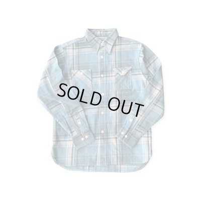 画像1: ＣＵＳＨＭＡＮ　クッシュマン　NEL CHECK WORK SHIRT　ネルワークシャツ　TURQUOISE/BLUE