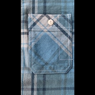 画像4: ＣＵＳＨＭＡＮ　クッシュマン　NEL CHECK WORK SHIRT　ネルワークシャツ　TURQUOISE/BLUE