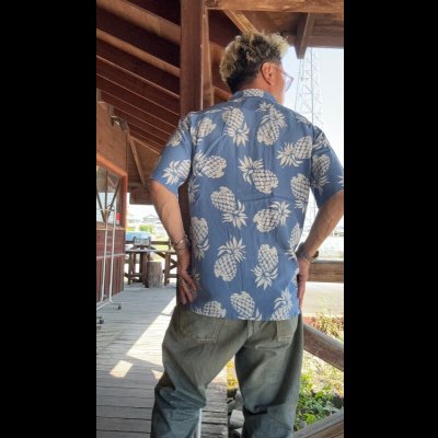 画像9: CUSHMAN ハワイアンシャツ パイナップル柄　クッシュマン　　SAX/WHITE